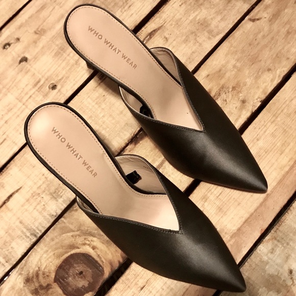 Black pointed heeled mules - Picture 2 of 8